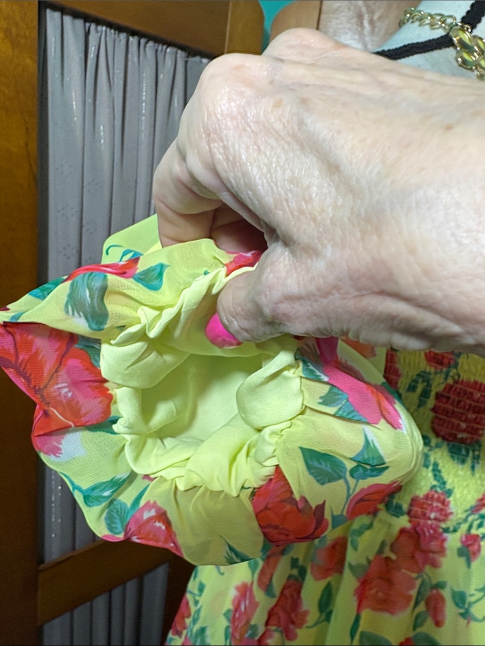 Betsey Johnson Yellow Mini Dress with Red Floral Print - Picture 8 of 15